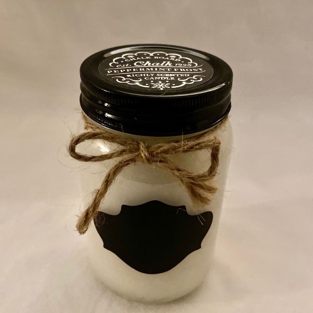Decorware Peppermint Frost Chalkboard Candle